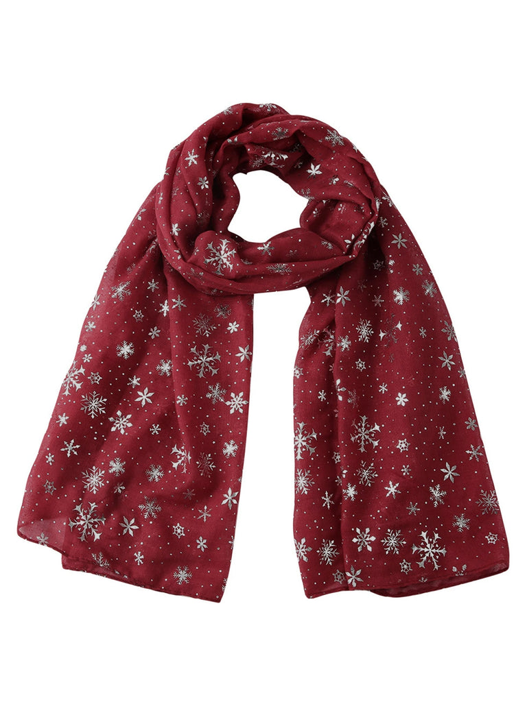 Winter Christmas Sheer Glitter Snowflakes Scarf - vintage fashion, retro style