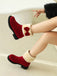 Winter Plush Trim Bow Round Toe Ankle Boots - vintage fashion, retro style