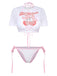 Y2K Halter Textured Floral Bikini Set & Cherry Love Crop Cover-up - vintage fashion, retro style, elegant red