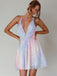 Y2K Rainbow Sequins Deep V-Neck Backless Dress - vintage dress, retro fashion
