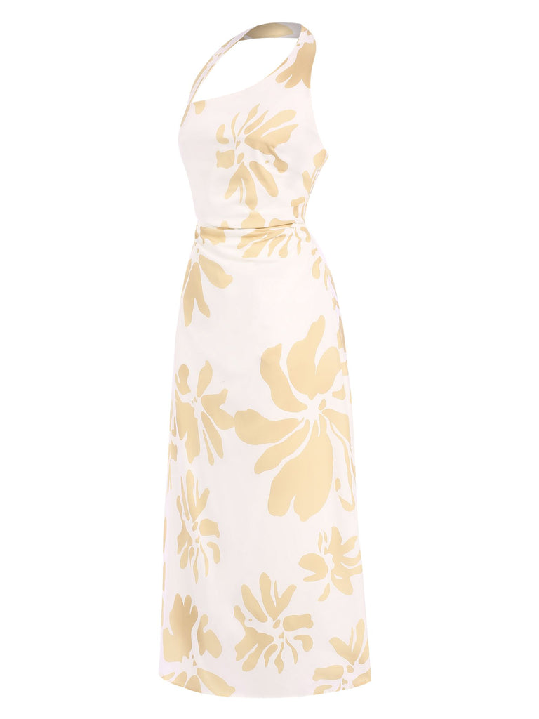 This Yellow 1930s Asymmetric Neckline Floral Dress wraps her in 1930s elegance, one twirl at a time