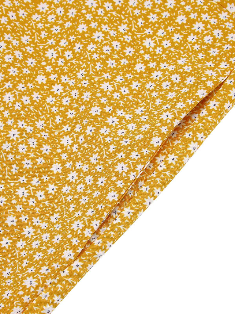 Yellow 1930s Floral Ruffles Tie Jumpsuit — vintage elegance for the modern woman