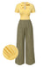 Yellow 1930s Plaid Keyhole Tie Neck Jumpsuit: timeless 1930s elegance she makes her own