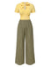 This Yellow 1930s Plaid Keyhole Tie Neck Jumpsuit whispers 1930s secrets to those who notice
