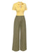 Yellow 1930s Plaid Keyhole Tie Neck Jumpsuit — 1930s style that transcends decades