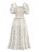 Yellow 1940s Floral Square Neck Dress - vintage dress, retro fashion