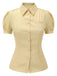 Yellow 1940s Lapel Puff Sleeve Solid Blouse — vintage elegance for the modern woman