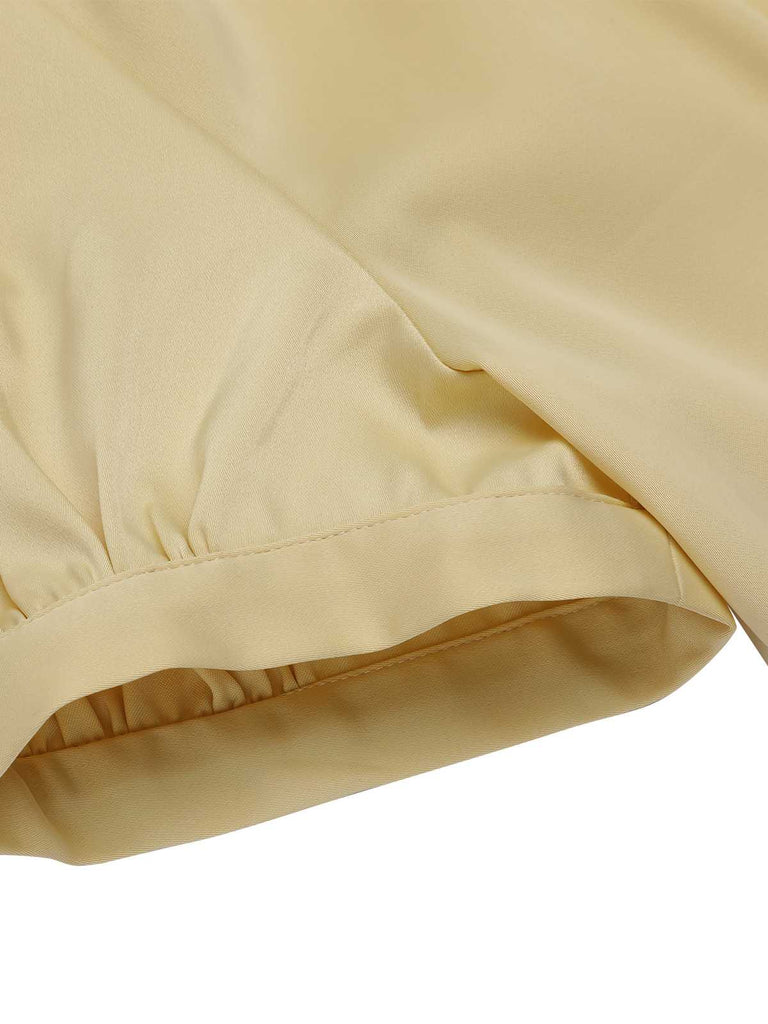 Yellow 1940s Lapel Puff Sleeve Solid Blouse — vintage elegance for the modern woman
