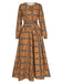 She slips into this Yellow 1940s Plaid Smocked Lace-Up Dress and suddenly it's a 1940s daydream
