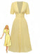 Yellow 1940s Puff Sleeve Button-Down Midi Dress - vintage dress, retro fashion