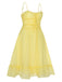 Yellow 1940s Spaghetti Strap Ruffle Hem Dress, vintage dress, retro fashion - perfect for women who love vintage and retro fashion