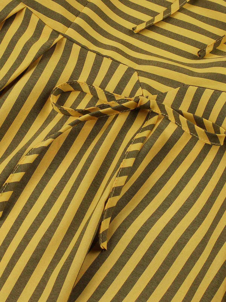 This Yellow 1950s Bow Striped Swing Dress wraps her in 1950s elegance, one twirl at a time