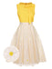 Yellow 1950s Daisy Bowtie Patchwork Dress, vintage dress, retro fashion, rockabilly, pin-up fashion - perfect for women who love vintage and retro fashion