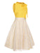 Yellow 1950s Daisy Bowtie Patchwork Dress, vintage dress, retro fashion, rockabilly, pin-up fashion - perfect for women who love vintage and retro fashion