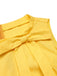 Yellow 1950s Daisy Bowtie Patchwork Dress, vintage dress, retro fashion, rockabilly, pin-up fashion - perfect for women who love vintage and retro fashion