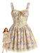 Yellow 1950s Lace Floral Patchwork Mini Dress, vintage dress, retro fashion, rockabilly, pin-up fashion - perfect for women who love vintage and retro fashion
