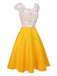 This Yellow 1950s Polka Dots Button Dress wraps her in 1950s elegance, one twirl at a time