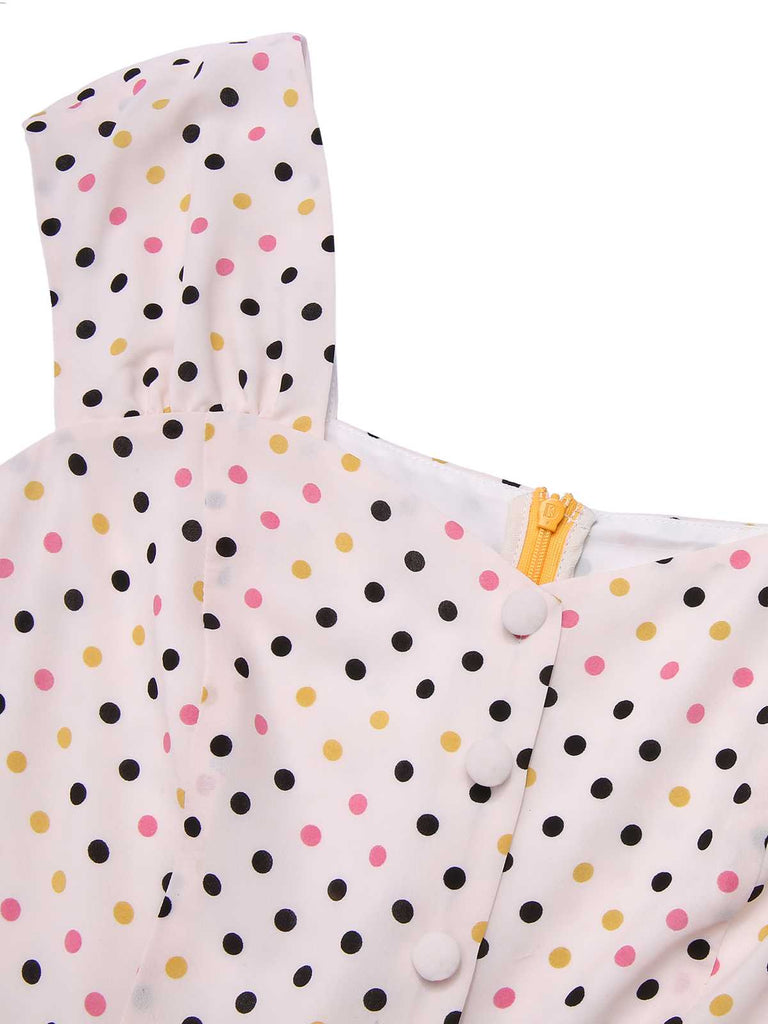 Yellow 1950s Polka Dots Button Dress — a 1950s silhouette that turns sidewalks into runways