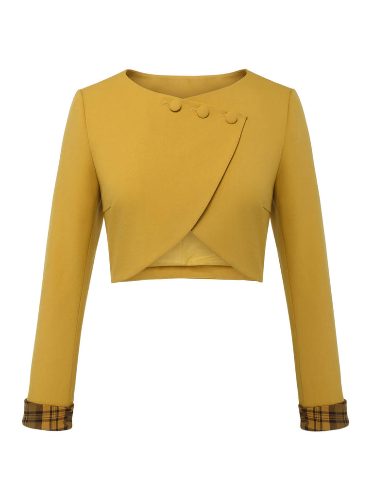 Yellow 1950s Solid Button Short Coat, vintage coat, retro outerwear - perfect for women who love vintage and retro fashion