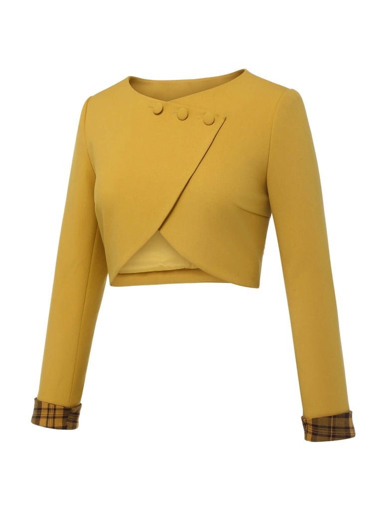 Yellow 1950s Solid Button Short Coat, vintage coat, retro outerwear - perfect for women who love vintage and retro fashion