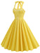 Yellow 1950s Solid Halter Belted Dress, vintage dress, retro fashion, rockabilly, pin-up fashion - perfect for women who love vintage and retro fashion