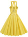 Yellow 1950s Solid Halter Belted Dress, vintage dress, retro fashion, rockabilly, pin-up fashion - perfect for women who love vintage and retro fashion