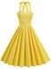 Yellow 1950s Solid Halter Belted Dress, vintage dress, retro fashion, rockabilly, pin-up fashion - perfect for women who love vintage and retro fashion