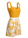 Yellow 1950s Spaghetti Strap Floral Romper, vintage romper, retro jumpsuit - perfect for women who love vintage and retro fashion