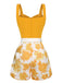 Yellow 1950s Spaghetti Strap Floral Romper, vintage romper, retro jumpsuit - perfect for women who love vintage and retro fashion