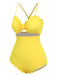 Yellow 1950s Spaghetti Strap One-Piece Swimsuit, vintage swimsuit, pin-up swimwear - perfect for women who love vintage and retro fashion
