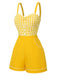 This Yellow 1950s Spaghetti Strap Plaids Romper whispers 1950s secrets to those who notice
