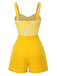 Yellow 1950s Spaghetti Strap Plaids Romper — 1950s style that transcends decades