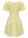 Yellow 1950s Square Neck Buttons Mini Dress, vintage dress, retro fashion, rockabilly, pin-up fashion - perfect for women who love vintage and retro fashion