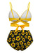 Yellow 1950s Sunflower Tie Back Bikini Set - vintage fashion, retro style