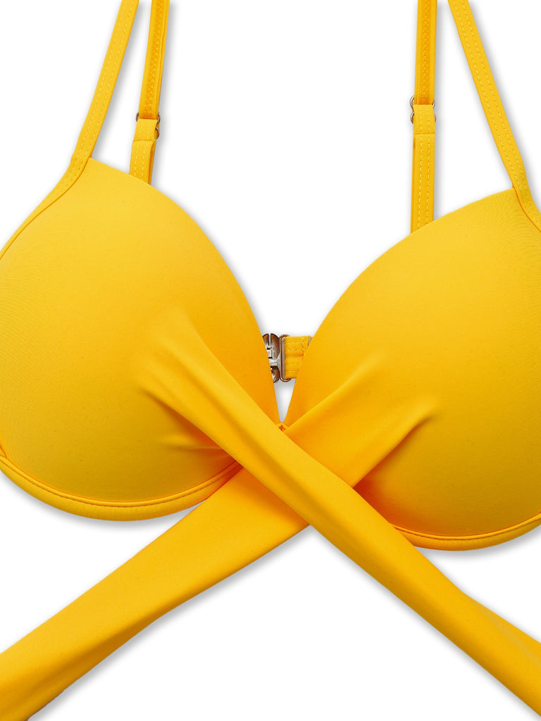 Yellow 1950s Sunflower Tie Back Bikini Set - vintage fashion, retro style