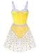Yellow 1950s Suspender Swimsuit & Daisy Cover-Up, vintage swimsuit, pin-up swimwear - perfect for women who love vintage and retro fashion