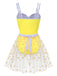Yellow 1950s Suspender Swimsuit & Daisy Cover-Up, vintage swimsuit, pin-up swimwear - perfect for women who love vintage and retro fashion