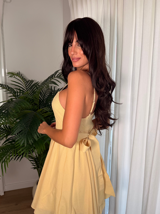 Yellow 1950s Textured Sweetheart Spaghetti Strap Swing Dress, vintage dress, retro fashion, rockabilly, pin-up fashion - vintage inspired fashion
