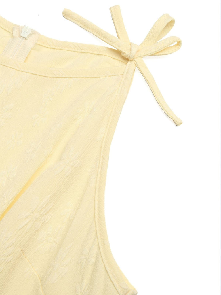 Yellow 1950s Sleeveless Belted Bow Jumpsuit 3
