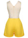 Yellow 1950s V-Neck Daisy Mesh Romper — 1950s style that transcends decades