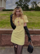 Yellow 1960s Bow Puff Sleeve Solid Dress - vintage dress, retro fashion