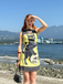 Yellow 1960s Cat Skull Sleeveless A-Line Dress, vintage dress, retro fashion - vintage inspired fashion