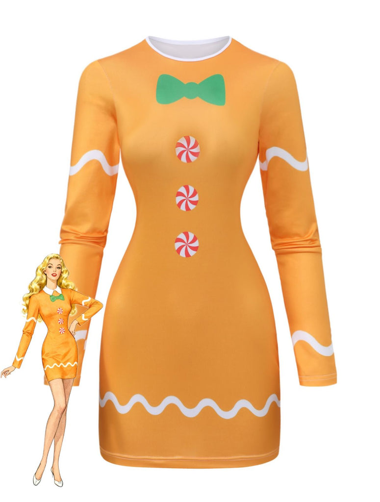 Yellow 1960s Gingerbread Cosplay Dress - vintage dress, retro fashion