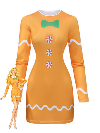Yellow 1960s Gingerbread Cosplay Dress - vintage dress, retro fashion