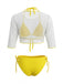 Yellow-1960s-Halter-Triangle-Bikini-Set-Sheer-Cover-Up, vintage, retro, swimwear