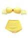 Yellow 1970s Belle Princess Style Rose Puff Bikini Set - vintage fashion, retro style