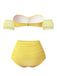 Yellow 1970s Belle Princess Style Rose Puff Bikini Set - vintage fashion, retro style