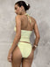 Yellow 1970s Floral Halter Lace-Up Swimsuit - vintage swimsuit, pin-up swimwear for vintage lovers