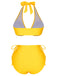 Yellow 1970s Lace-Up Halter Bikini Set, vintage swimsuit, pin-up swimwear - perfect for women who love vintage and retro fashion