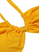 Yellow 1970s Retro Architectural Pattern Halter Swimsuit, vintage swimsuit, pin-up swimwear - perfect for women who love vintage and retro fashion